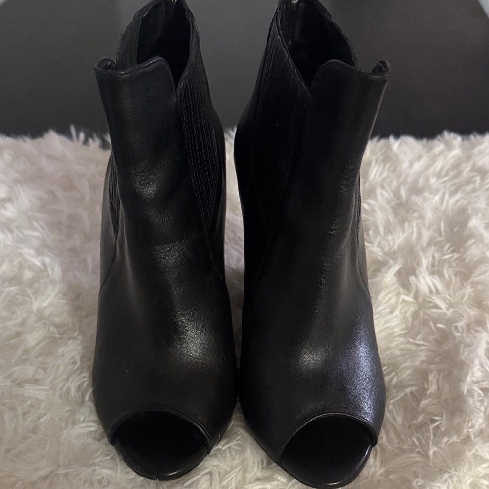 Elegant Black Peep-Toe Ankle Boots